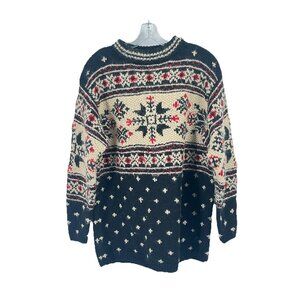 Jones New York Handknit Wool Sweater Sz Medium Oversized